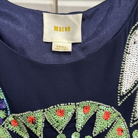 Anthropologie Maeve Navy Sleeveless Sequins Dress Size Small - Picture 4 of 5